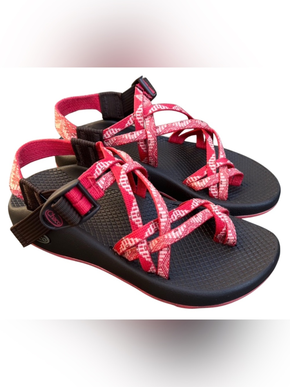 Chaco Z/Cloud Sport Sandals Pink Red Strappy Adjustable Vibram Women’s 6